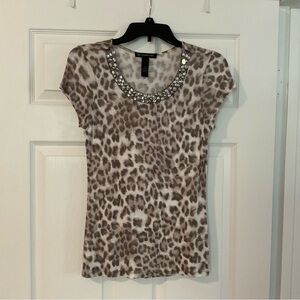 INC International Concepts Brown Leopard Print Top